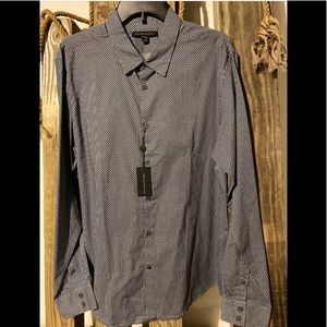 John Varvatos Blue Hexagon Long Sleeve Shirt Large